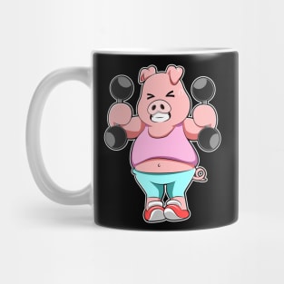 Pig at Bodybuilding with Dumbbells Mug